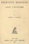 [Gutenberg 60943] • Primitive Manners and Customs